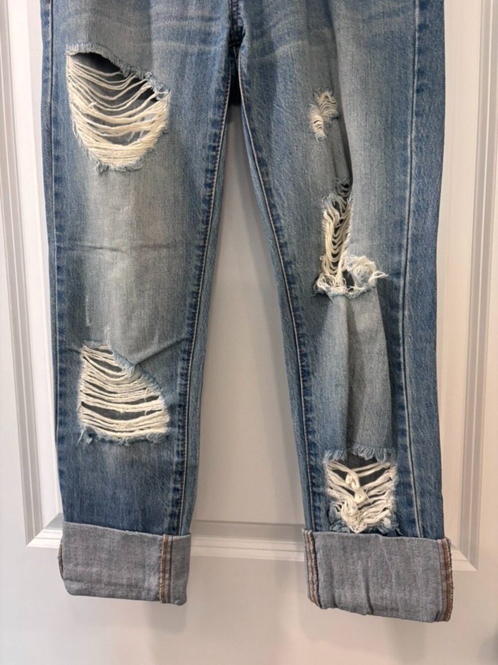 Forever 21 Medium Wash Distressed Cuffed Jeans - Picture 3 of 7